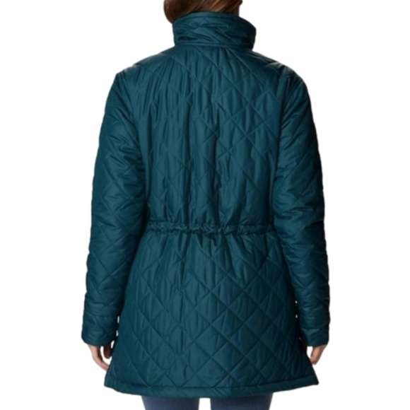 Columbia Women's Quilted Water Resistant Teal Emerald Green Jacket Faux Fur Sz S - Picture 4 of 12